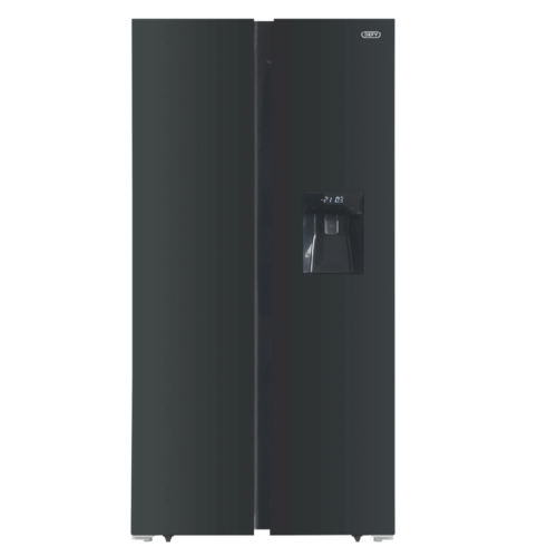 Defy DFF456 Side by Side Black Glass Fridge