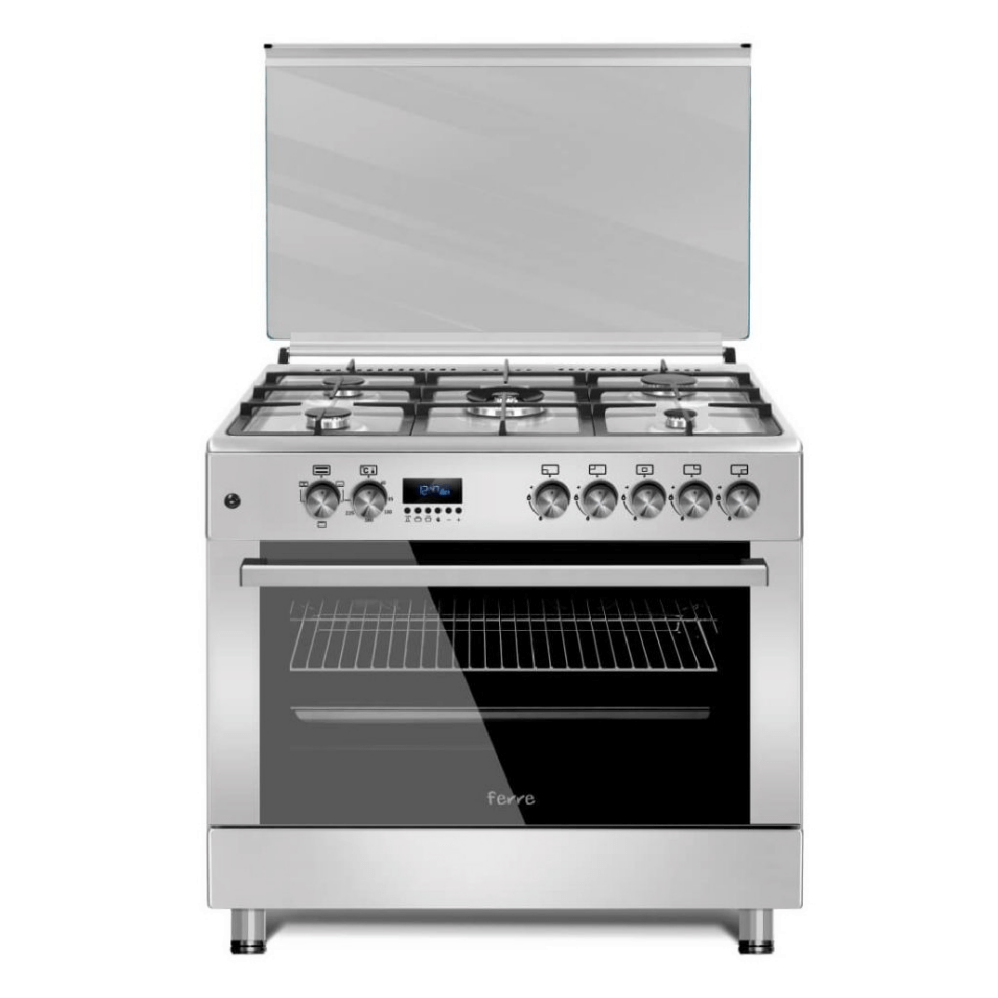 Ferre 90cm Stainless Steel Free Standing 5 Burner Gas/Electric Cooker
