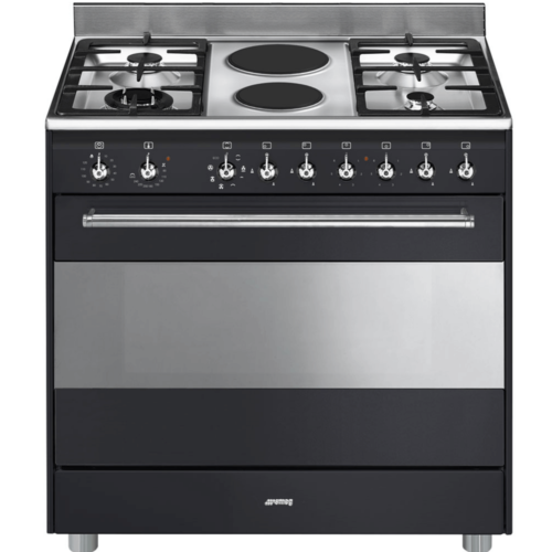 Smeg 90cm Gas/Electric Cooker-Anth 4 Gas & 2 Sold Plates