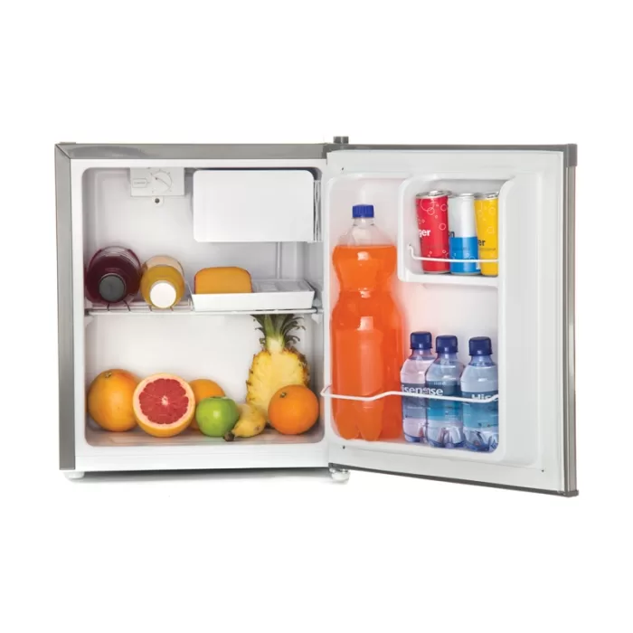 Hisense-Mora-44L-Titanium-Silver-Bar-Fridge-M65RTS Front Open filled