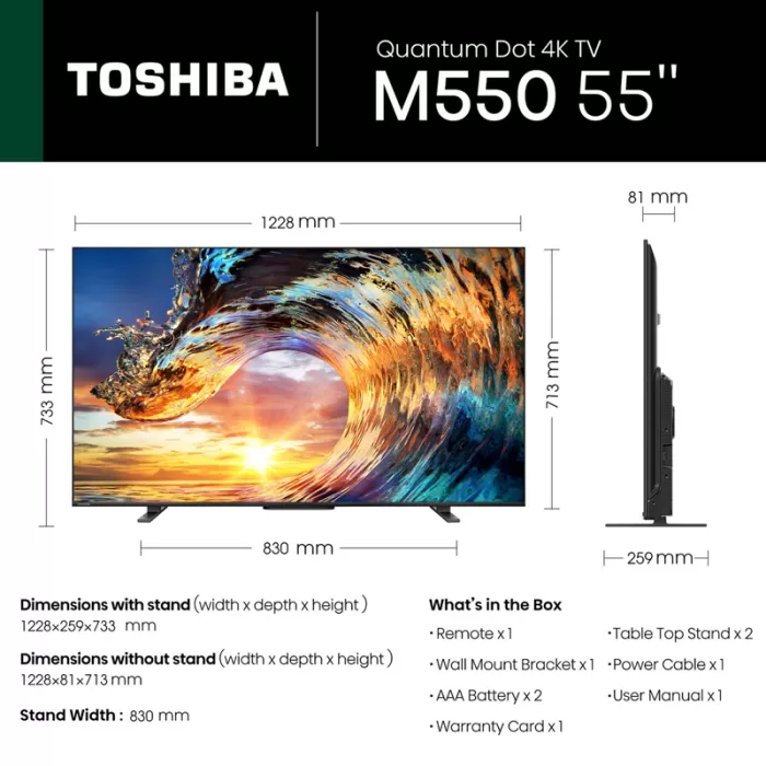 Toshiba 55'' QLED LED TV 55M550LN