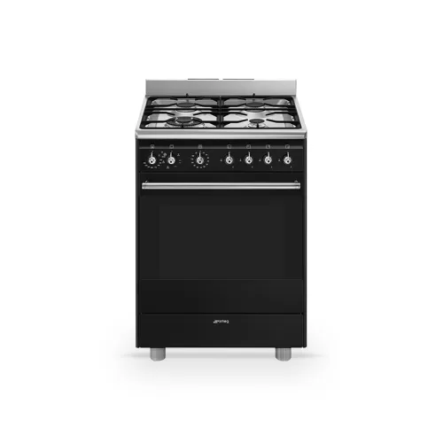 Smeg 600 Glossy Black Stove Gas Electric SSA60MBL2