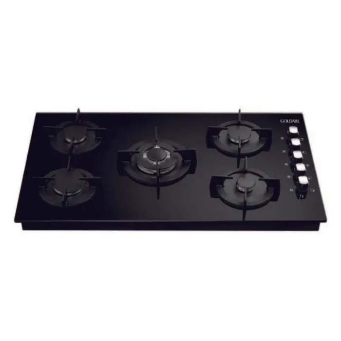 Goldair Black Glass 5 Plate Gas Hob Model number GBGH-5001