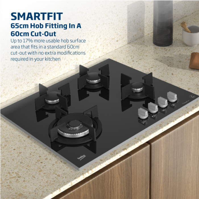 Beko 60cm Black Hob Gas On Glass - MACM11B - Image 3