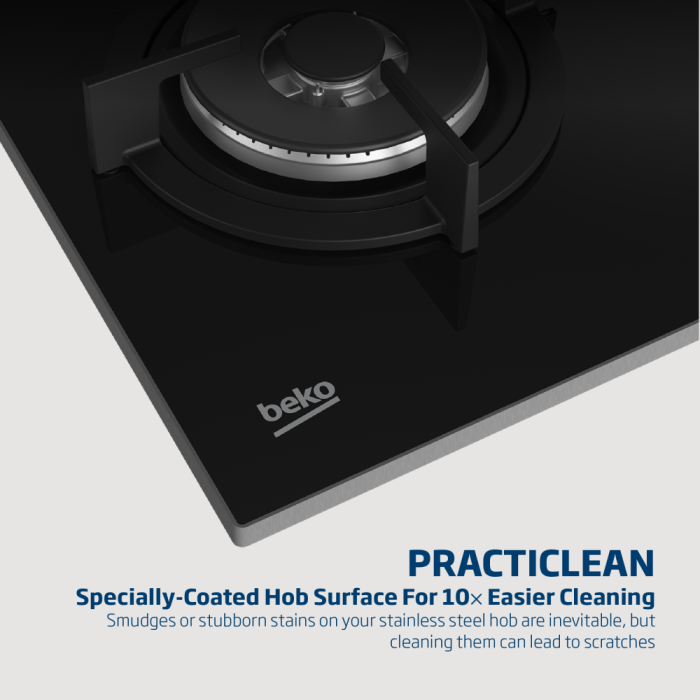 Beko 60cm Black Hob Gas On Glass - MACM11B - Image 6