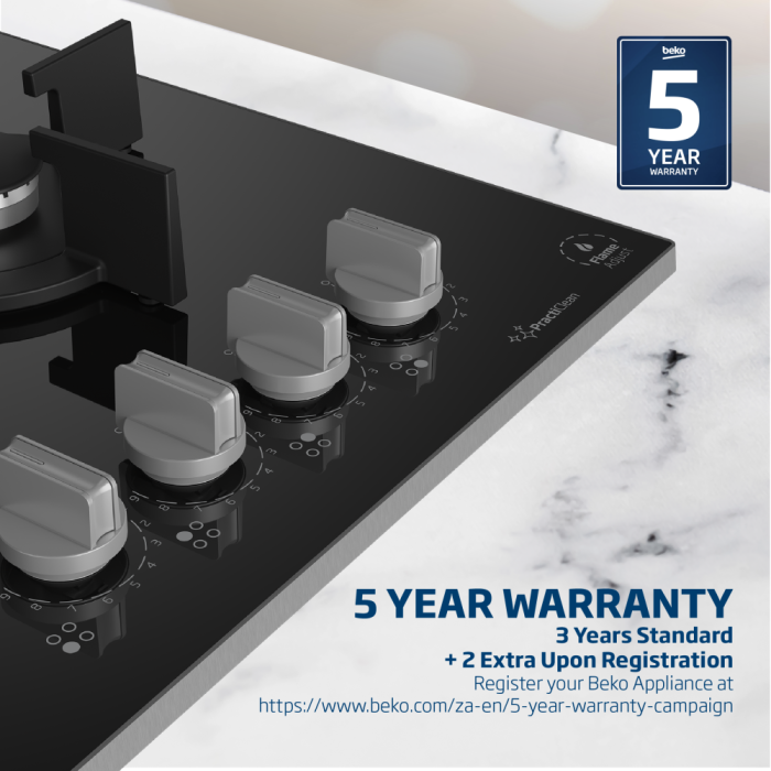 Beko 60cm Black Hob Gas On Glass - MACM11B - Image 7