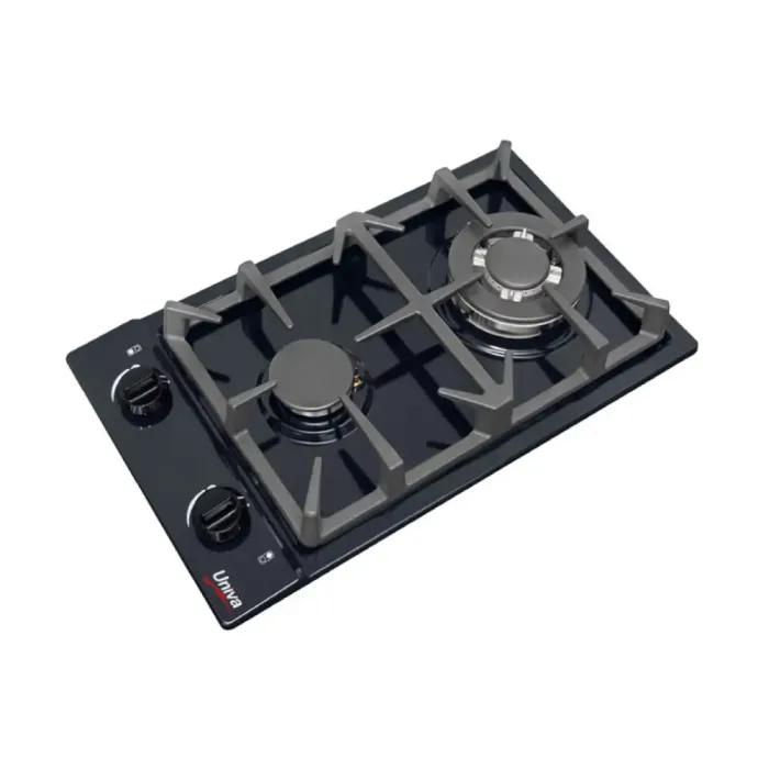 Univa 2 Burner Gas Hob Black UGH02B - Image 2