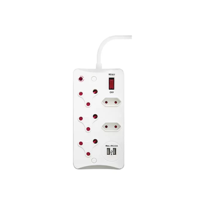 Flash 5 Way + 2USB Ports Surge Protector Multiplug XH-SAS322U