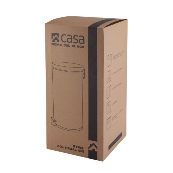Casa Roma 30L Steel Pedal Bin Black Matte KB7035-30LB - Image 6