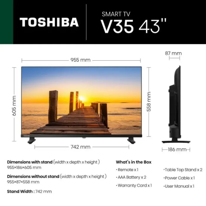 Toshiba 43'' Smart LED TV 43V35MN - Image 4
