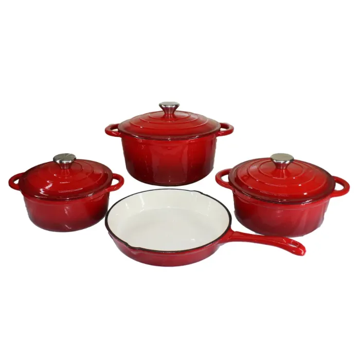 Minhaj 7 Piece Red Cast Iron Cookware Set 50/TOTMH-IC7