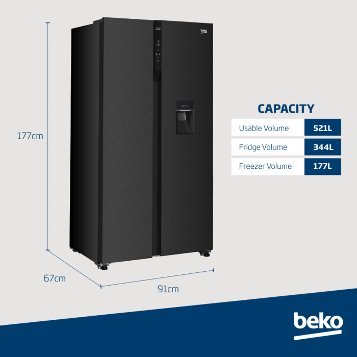 Beko 91cm Fridge Freezer GNO532B - Image 2
