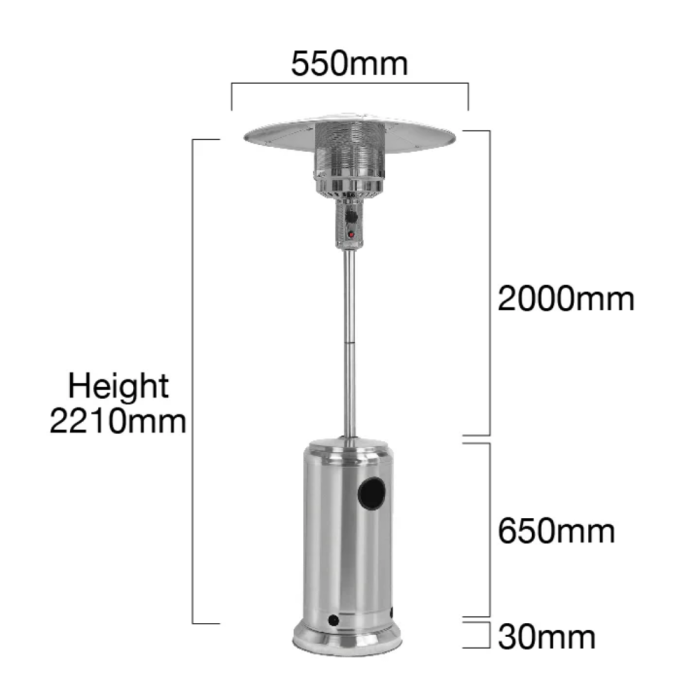 Alva Patio Gas Heater Stainless Steel GHP18 - Image 2
