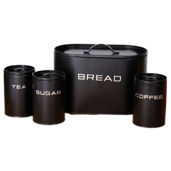 Royal Homeware Bread Bin with Canister - Enzo Black RHW150