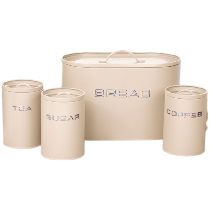 Royal Homeware Bread Bin with Canister - Enzo Cream RHW151