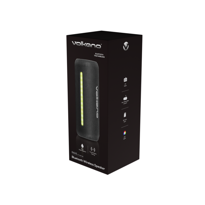 Volkano Rave Series Portable Bluetooth Speaker (Black) - VK-3415-BK - Image 3