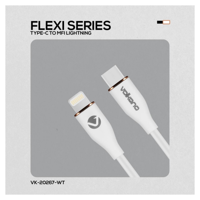 Volkano Flexi Series Type-C to MFI Lightning 1.5m 27W (White) - VK-20267-WT - Image 2