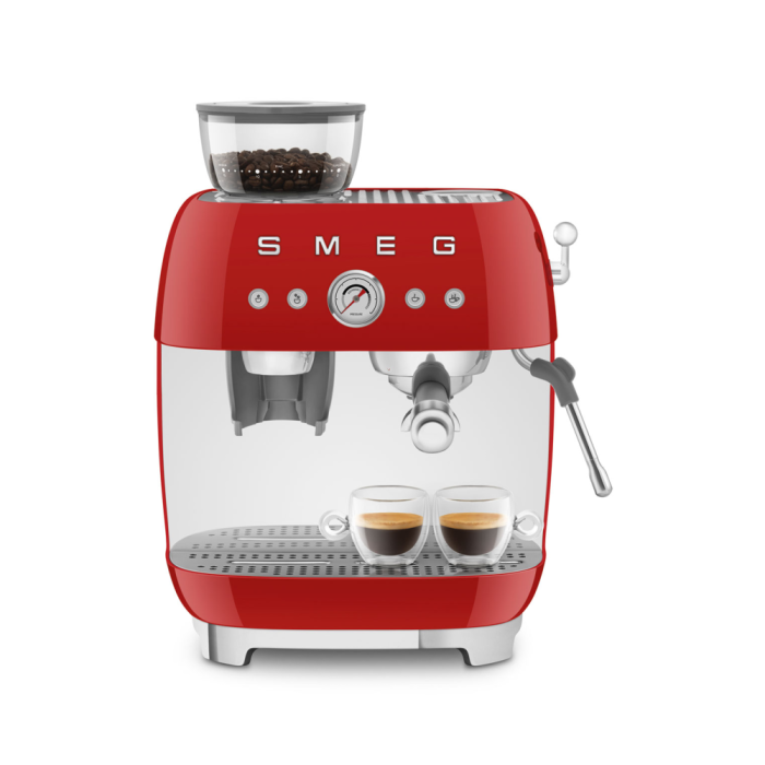 Smeg Manual Coffee Machine with Grinder (Red) - EGF03RDEU - Image 3