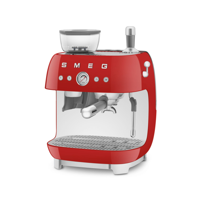 Smeg Manual Coffee Machine with Grinder (Red) - EGF03RDEU - Image 2