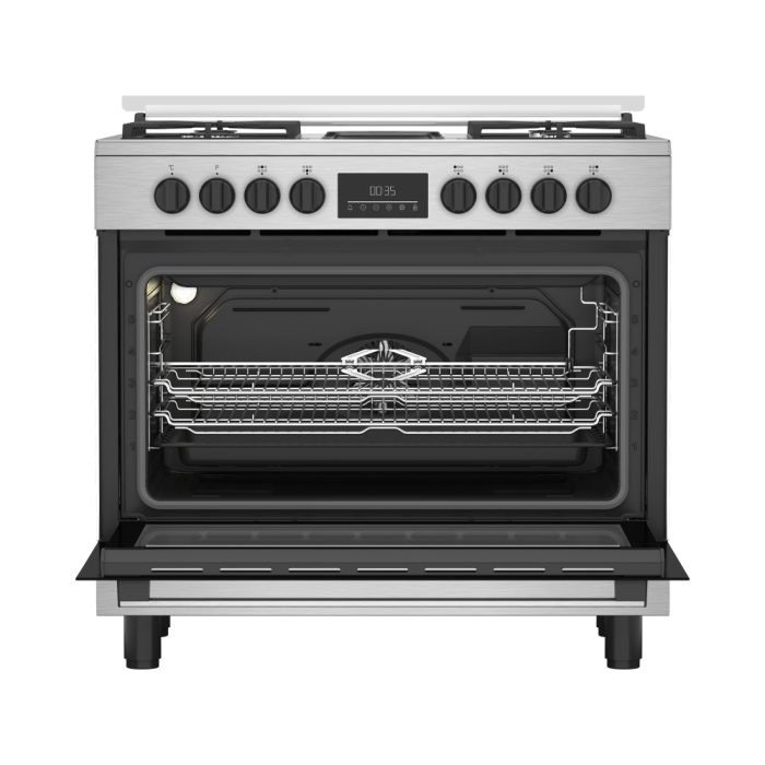 Beko 90cm Dual Fuel Cooker Inox - BGM21225EX - Image 3