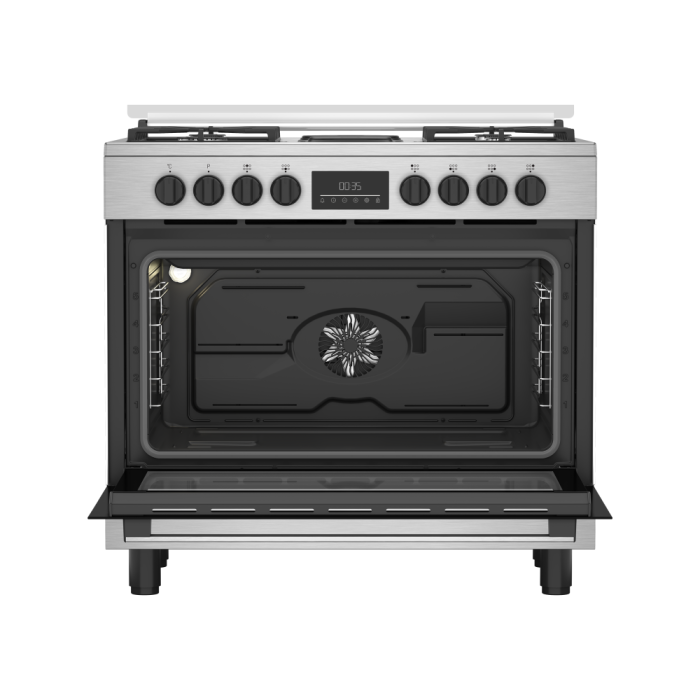 Beko 90cm Dual Fuel Cooker Inox - BGM21225EX - Image 4