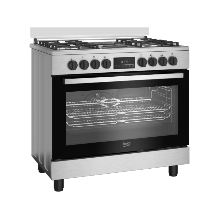 Beko 90cm Dual Fuel Cooker Inox - BGM21225EX - Image 2