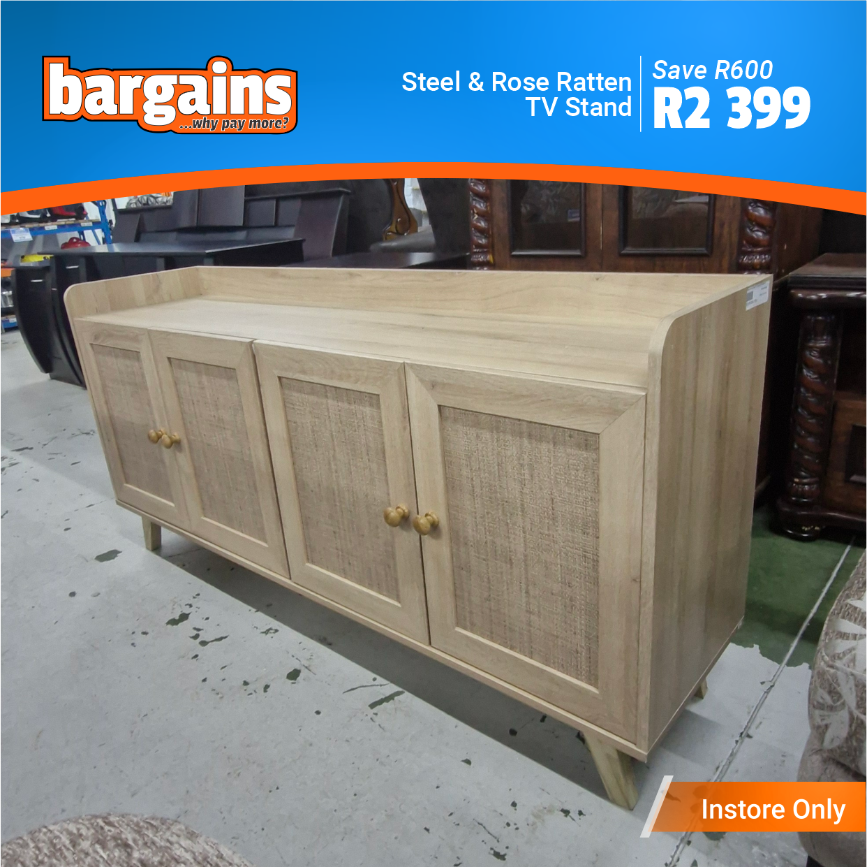 Steel & Rose Ratten TV Stand